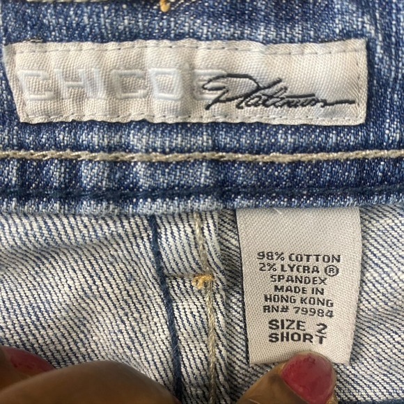 Chicos Platinum Marquis Jean Womens Size 2 Short Straight Leg Denim Blue Pants - Picture 8 of 16